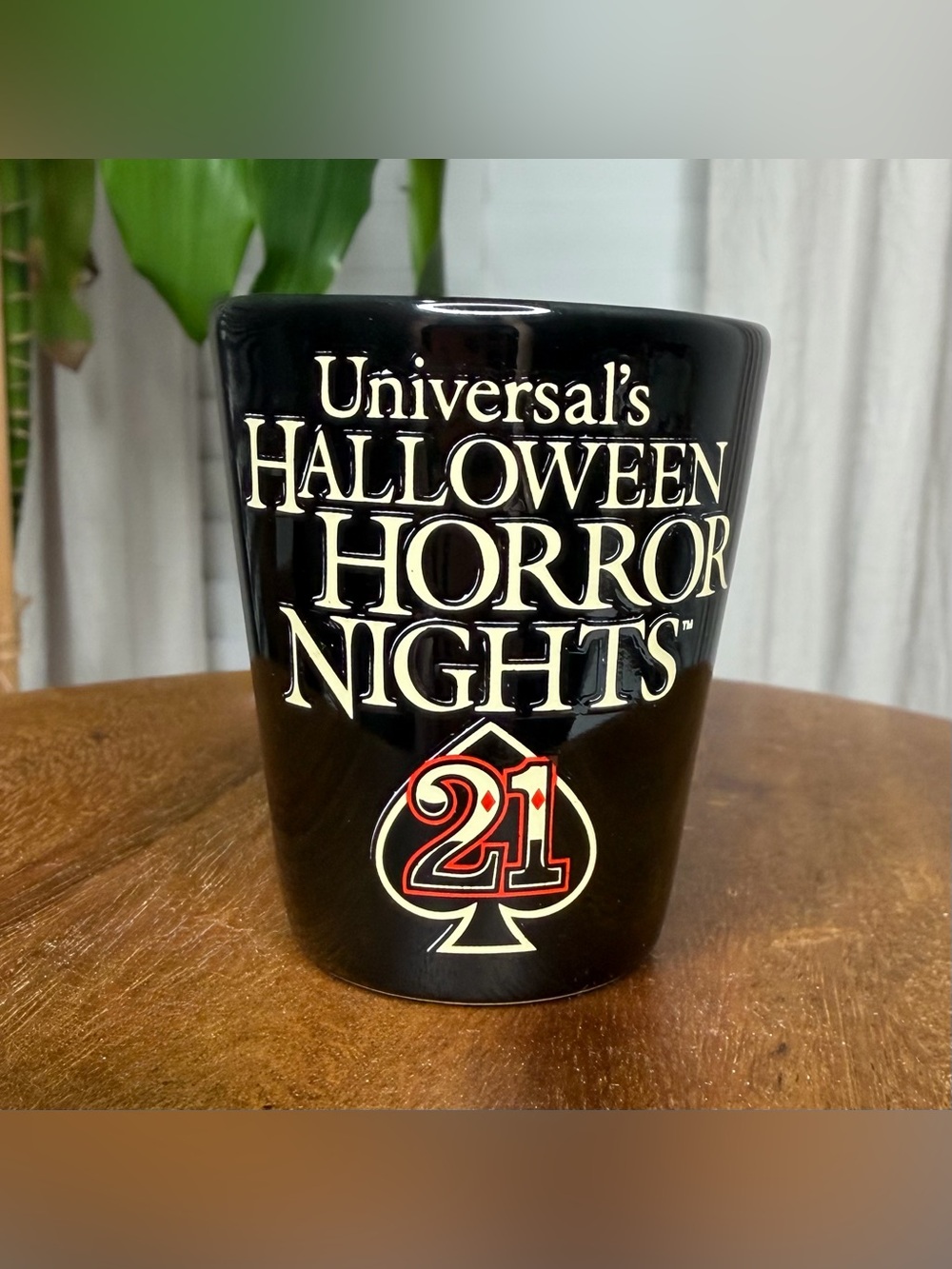 Universal Studios HHN 21 "The House Always Wins" Ceramic Shot Glass 3oz (2011)
